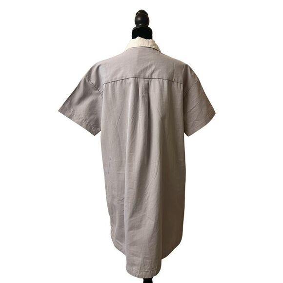 NWT Crescent Gray Contrasting Pocket Front Shirt Mini Dress Size Small - Picture 5 of 12